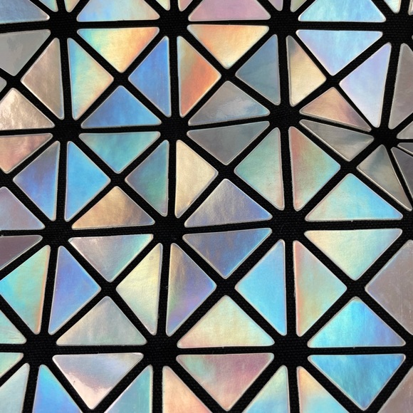 Futuristic Space Iridescent Holographic Geometric Triangles Backpack - Picture 10 of 13